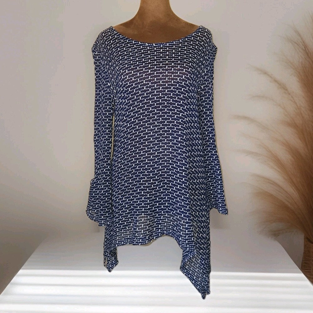 CAL STYLE Knit Top Women's Size M Langenlook Nautical‎ Asymmetrical Tunic USA